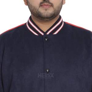 Blousons Bomber Varsity en Cuir Véritable Bleu Marine de Haute Qualité, Manches en Mélange de Laine, Fermeture à Boutons Pression, Respirants, Vente en Gros - Product Image 5