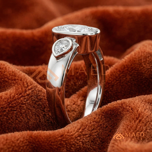 Modern 925 Sterling <b>Silver</b> Oval Cut Engagement <b>Ring</b> Bezel <b>Set</b> Pear Side Stone Moissanite Diamond <b>Ring</b> for Women - Product Image 2