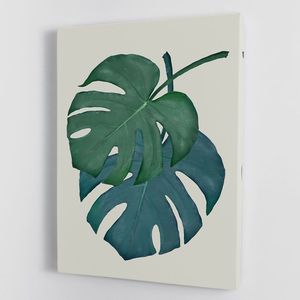 Monstera Aqua 06 Canvas <b>Print</b> or Poster <b>with</b> Wood <b>Frame</b> - Product Image 1