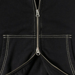 Sweat-shirt à capuche zippé noir pour homme en coton French Terry, coupe classique, décontracté, pour l'automne - Product Image 6