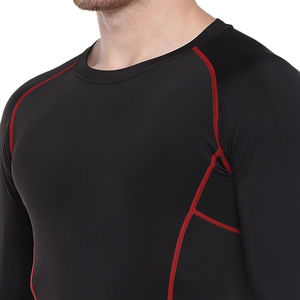 เสื้อแรชการ์ดผู้ชาย UPF 50+ สีพื้น ผ้าโพลีเอสเตอร์ผสมสแปนเด็กซ์ 100% ไร้ตะเข็บ แห้งเร็ว แขนสั้น สำหรับเล่นเซิร์ฟ - Product Image 4
