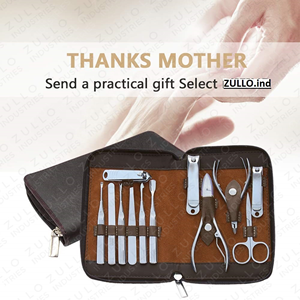 Luxury Nail Care Manicure <b>Pedicure</b> <b>Set</b> Stainless Steel Grooming Kit Brown Leather Travel Case Custom Logo OEM - Product Image 5