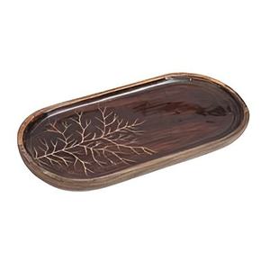 Plateau de service en bois fait main, motif personnalisé, design de luxe, cadeau d'entreprise écologique, plats et assiettes, ARTISAN LIVING CREATION - Product Image 2