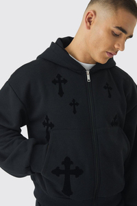 OEM Heavyweight Oversized Puff Printed Zipper Hoodie Unisex Polyester/Cotton French Terry Custom Logo Zip Hoodies Men - Product Image 3