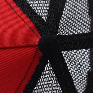 Custom Logo Trucker <b>Cap</b> Red <b>Black</b> Mesh 6-Panel Adjustable Unisex Casual Hat - Product Image 6