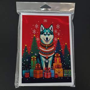 Alaskan Klee Kai Whimsical A7 tamaño 5x7 tarjetas de notas en blanco vacaciones Navidad tarjetas de felicitación paquete 8 con sobres diseño caprichoso - Product Image 3