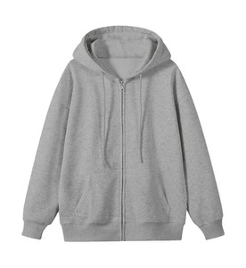Sudadera con capucha de algodón y poliéster con cremallera, de color sólido, corte holgado, 450g, con logotipo bordado personalizado, precio de fábrica de Bangladesh y China, venta al por mayor. - Product Image 3
