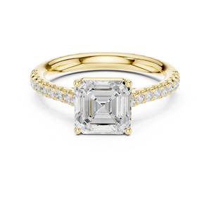 Anillo de Oro Amarillo Sólido de 14k en Oferta, con Diamante Cultivado en Laboratorio en Forma de Asscher, Certificado GRA, Anillo de Compromiso y Boda para Mujer - Product Image 3