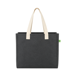 Bolsa de Compras de Lona Reciclada Color Carbón, con Fuelle, Parte Superior Abierta, Personalizable con Logotipo, Venta al por Mayor, Promocional, para Supermercado - Product Image 1