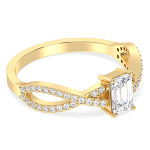 Bagues de fiançailles en moissanite taille émeraude 0,72 carat REYES, prix de gros, en or jaune massif 14 carats, bijoux de mariage pour femmes - Product Image 3