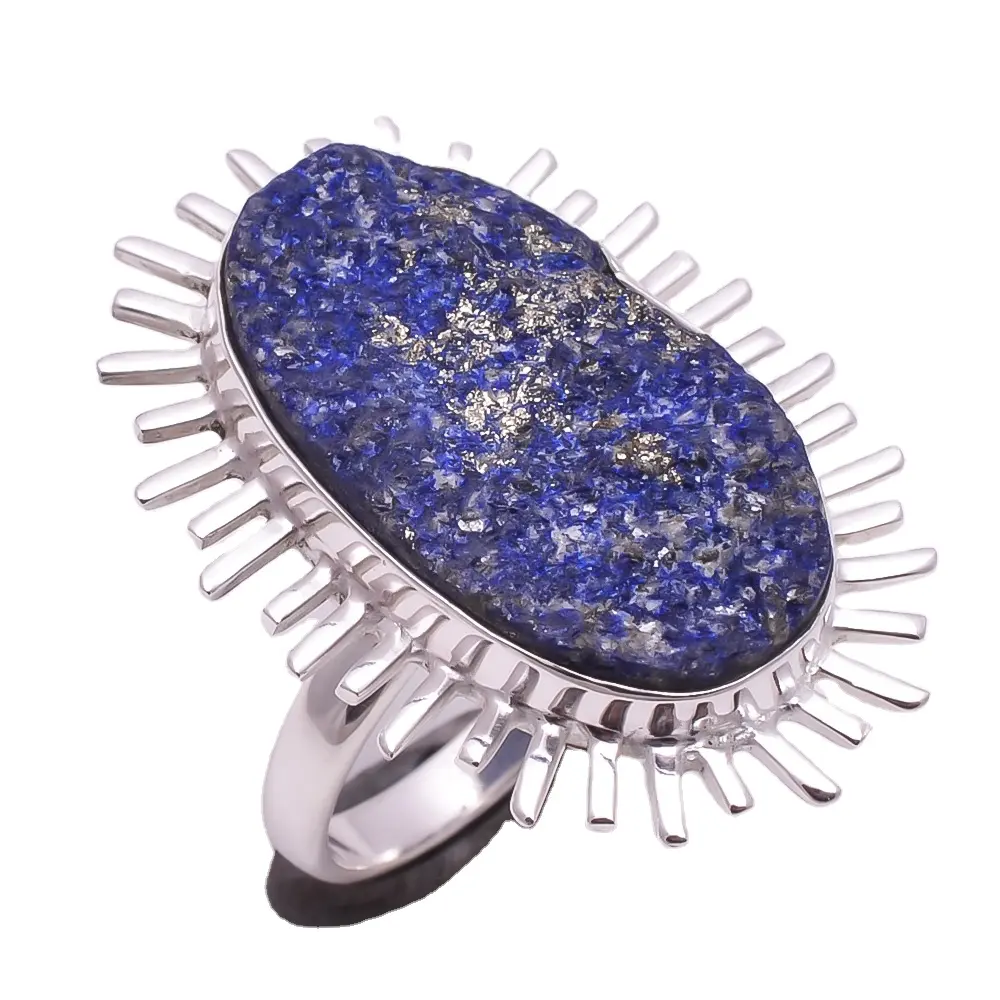 Natural lapis lazuli ring for women 925 sterling silver handmade fine wedding jewelry bulk wholesale rings manufacturer