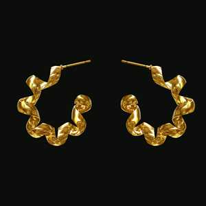 PRAO 2 <b>Fine</b> <b>Hoop</b> <b>Earrings</b> Anti-Tarnish Gold Plated Spiral Design Elegant and Luxurious Style - Product Image 3
