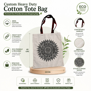 Custom Heavy Duty Cotton Tote Bag | Premium Eco Friendly Grocery Shopping Bag with Personalized Logo Reusable High Quality Tote - Product Image 5