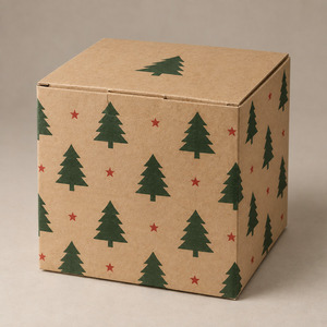 <b>Christmas</b> Kraft <b>Gift</b> <b>Box</b> Foldable Paper Packaging <b>Box</b> Tree Pattern for Holiday <b>Gift</b> and Craft - Product Image 1