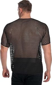 Fashion Men's Mesh Transparent Slim Fit Skinny Shirt Sexy <b>Fishnet</b> Short Sleeve O-Neck Tees Tops T Shirt Man Clothing Breathable - Product Image 3
