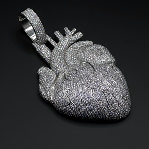 Custom Iced Out 3D Anatomical Heart Pendant VVS VS Lab Grown Diamond Solid 925 <b>Silver</b> Heavy Hip Hop Men Statement <b>Charm</b> Jewelry - Product Image 4