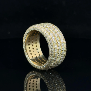 Hip Hop Luxury Moissanite <b>Ring</b> with Brilliant Diamond Look Stones Solid Silver Stylish Wedding Anniversary Jewelry <b>for</b> <b>Men</b> Women - Product Image 6