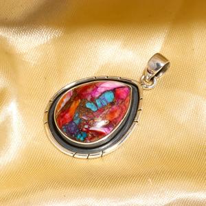 Natural Top Quality Pink Spiny Oyster Turquoise Gemstone Pendant <b>Necklace</b> 925 Sterling <b>Silver</b> Pendant Jewelry Gift - Product Image 3