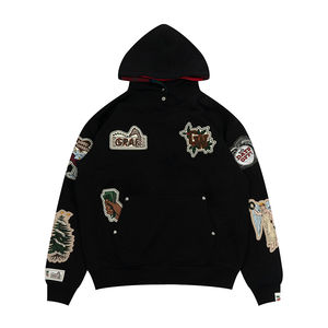 Hoodie de qualité supérieure, échantillon personnalisé, fabrication Guangdong, streetwear athlétique, broderie, vêtements de sport, fermeture éclair intégrale, hiver, 100% coton - Product Image 3