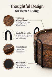 Rustic <b>Wooden</b> Eco-Friendly 10mm Thick Round Coaster <b>Set</b> Wholesale Drink Coasters Coffee <b>Tea</b> Wine Cups Home Bar Restaurant Hotel - Product Image 5