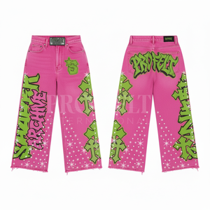 Pantalon de survêtement ample 100 % coton, style vintage délavé, imprimé personnalisé, coupe décontractée et tendance, pour un look streetwear décontracté et ample. - Product Image 3