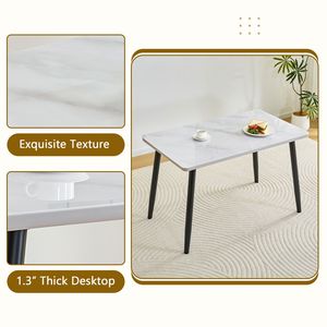 Set Moderno di Tavolo da Pranzo Rettangolare e Sedie per 4-6 Persone, Piano in Vetro Temperato Bianco con Base in MDF per Sala da Pranzo - Product Image 6