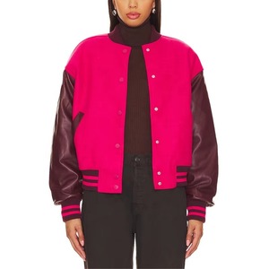 Chaqueta Varsity Personalizada para Mujer, Chaqueta de Lana con Mangas de Cuero, Chaqueta Letterman Bordada, Ropa Urbana de Moda, Servicio de Muestras OEM ODM - Product Image 6