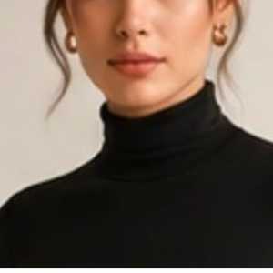 Suéter de Cuello Alto para Mujer, Tejido Acanalado de Alta Elasticidad, Manga Larga, Corte Regular, Casual, a Cuadros, Sólido, Ecológico, Transpirable, de Secado Rápido, 100% - Product Image 5