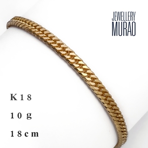 สร้อยข้อมือทองคำแท้ญี่ปุ่น Au750 6DCW 18ซม.10กรัม แบบ Curb Chain ทองคำแท้ 18k - Product Image 2