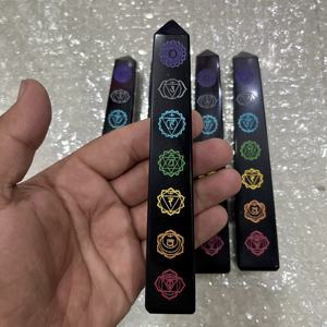 Obelisco de Obsidiana Negra Natural al por Mayor, Torre de Chakra de 6 Pulgadas, Varita de Cristal Curativa Grabada, Energía de Meditación Reiki - Product Image 6