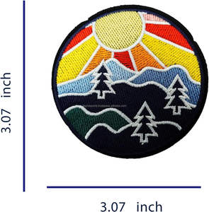 Vintage verano playa naturaleza parche para ropa Jeans hierro-en/coser bordado sol onda flor apliques Camping tema flor - Product Image 2