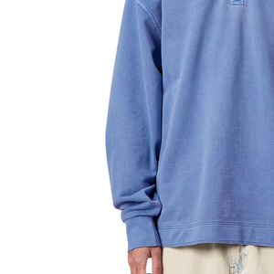 Sweat-shirt à demi-zip bleu unisexe, confortable, décontracté, pour homme et femme, manches longues, tendance, léger, 100% coton - Product Image 4