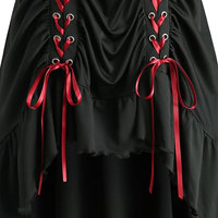 Costume de cosplay punk gothique, jupe trapèze superposée unie avec ceinture en PU amovible