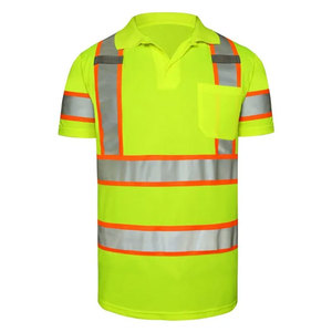 Hi Vis Short Sleeve Workwear Polo <b>Shirt</b> Reflective Tape Cool Dry Safety Working Uniform High Visibility Polo <b>Shirts</b> For Worker - Product Image 5