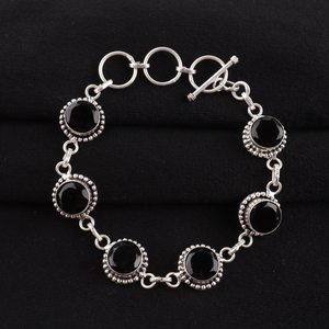 Black Onyx 925 Sterling Silver Handmade Luxury Gemstone <b>Bracelet</b> Women Vintage Rhodium/Gold Plated Elegant Anniversary Gift - Product Image 6