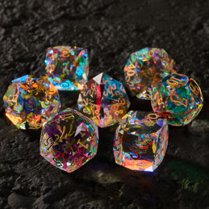 Juego de Dados de Cristal Poliédrico Personalizado, Grabado, Corte Diamante, Azul, Hecho a Mano, de Lujo, para Juegos de Rol de Mesa, 7 Piezas - Product Image 1