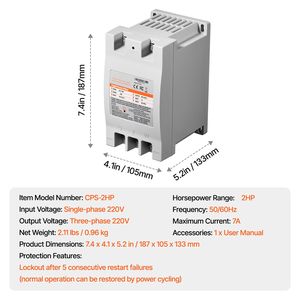 Convertisseur monophasé 2HP 7A 220V, inverseur de phase numérique triphasé pour usage résidentiel, convertisseur triphasé 220V - Product Image 4