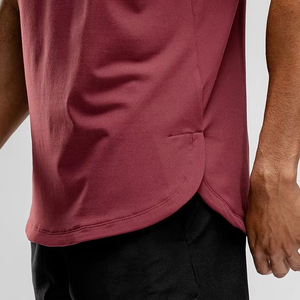 Men's <b>Maroon</b> Knitted Tank <b>Top</b> O-Neck Solid Color Breathable Casual Wear - Product Image 3