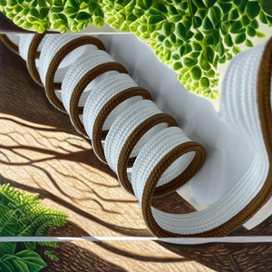 Cordon de Lacage Plat Tressé Robuste et Écologique 10mm 100% Polyester en Brun et Blanc pour Vêtements, Sacs et Textiles de Maison - Product Image 5