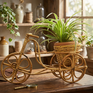 Prix du chariot à cannes décoratif au Bangladesh, pièce décorative artisanale en canne, chariot à cannes décoratif traditionnel du Bangladesh - Product Image 1