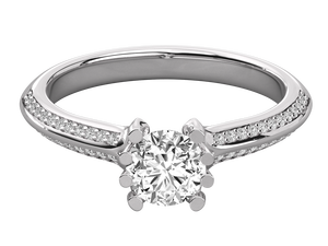 Anillo de Diamante Cultivado en Laboratorio de 1 Quilate, Corte Redondo, con Piedras Laterales Redondas, Oro Sólido de 14K, Joyería Nupcial Elegante y Fina - Product Image 3