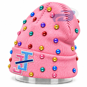 Gorro de Invierno de Punto Verde con Adornos de Diamantes de Imitación para Mujeres de la Hermandad Jack And Jill Of America, con Bordado de Chenille - Product Image 3