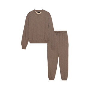 Conjunto Deportivo de Felpa de Algodón para Mujer, Corte Regular, Cuello Redondo, Cintura Elástica, Transpirable, Secado Rápido, Ecológico, Informal - Product Image 4