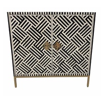 Incrustation d'os noir de haute qualité 2 portes et grandes étagères buffet incrustation d'os Buffet incrustation d'os Table Console de placard