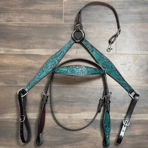 Conjunto de cuello de pecho y cabeza de cuero mecanizado a mano Premium personalizado de alta calidad, tachuela de caballo occidental con artesanía duradera - Product Image 4