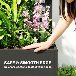 Fioriera Rialzata Nera Zincata 61x23x113 cm con Spalliera per Piante Rampicanti e Ortaggi - Product Image 6