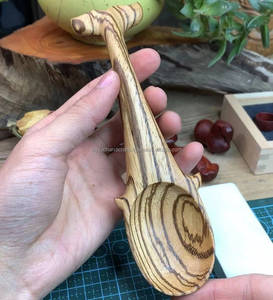 Fish <b>Shape</b> Wood <b>and</b> Resin Spoon for Handmade Polished Fork Salad Use for Parties <b>and</b> Home Restaurants - Product Image 3