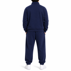 Ensemble de survêtements unisexe décontracté zippé personnalisé pour homme, en maille, coupe droite et large, par un créateur - Product Image 2