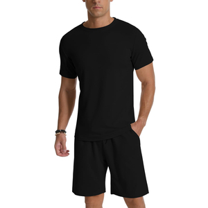 Vente flash - Ensemble de t-shirts et shorts d'été pour hommes légers et respirants, manches courtes, couleur unie, ensembles pour adultes - Product Image 1