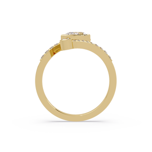 Luxury 14K Yellow <b>Gold</b> Pear Cut Lab Grown Diamond Bezel <b>set</b> Bypass Engagement Bridal Wedding <b>Ring</b> for Women's Fine Jewelry - Product Image 3